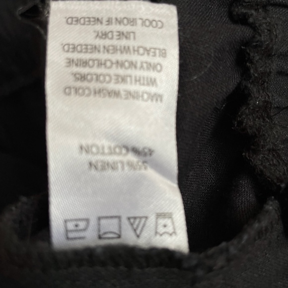 NWT Women’s Saks Fifth Avenue Black Linen/Cotton High Rise Wide Leg Belt Pants - Picture 8 of 10